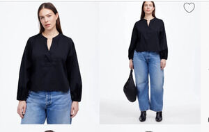 Women's Madewell Navy V-Neck Long Sleeve Blouse Size S